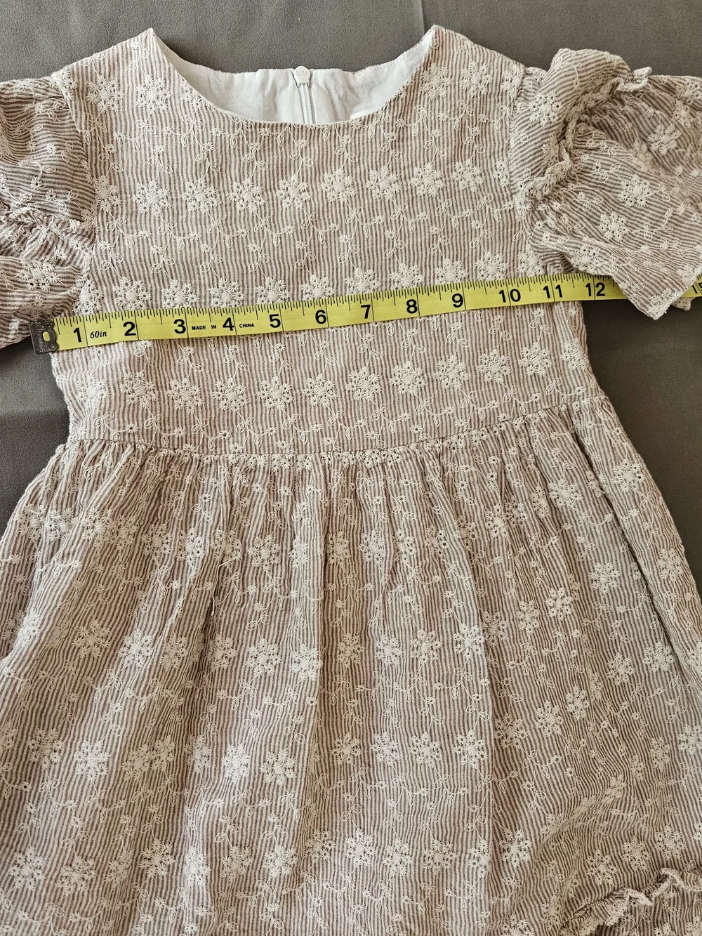 ​Lalalù Italy Girls Floral Embroidered Seersucker Dress Sz 6a Cottagecore